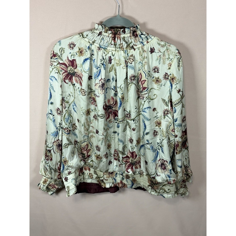 Chico's Full Zip Jacket Women's 2/12-14 Floral Shiny Satin Lightweight - Picture 7 of 7